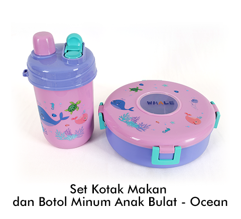 Set Kotak Makan dan Botol Minum Anak Bulat - Ocean